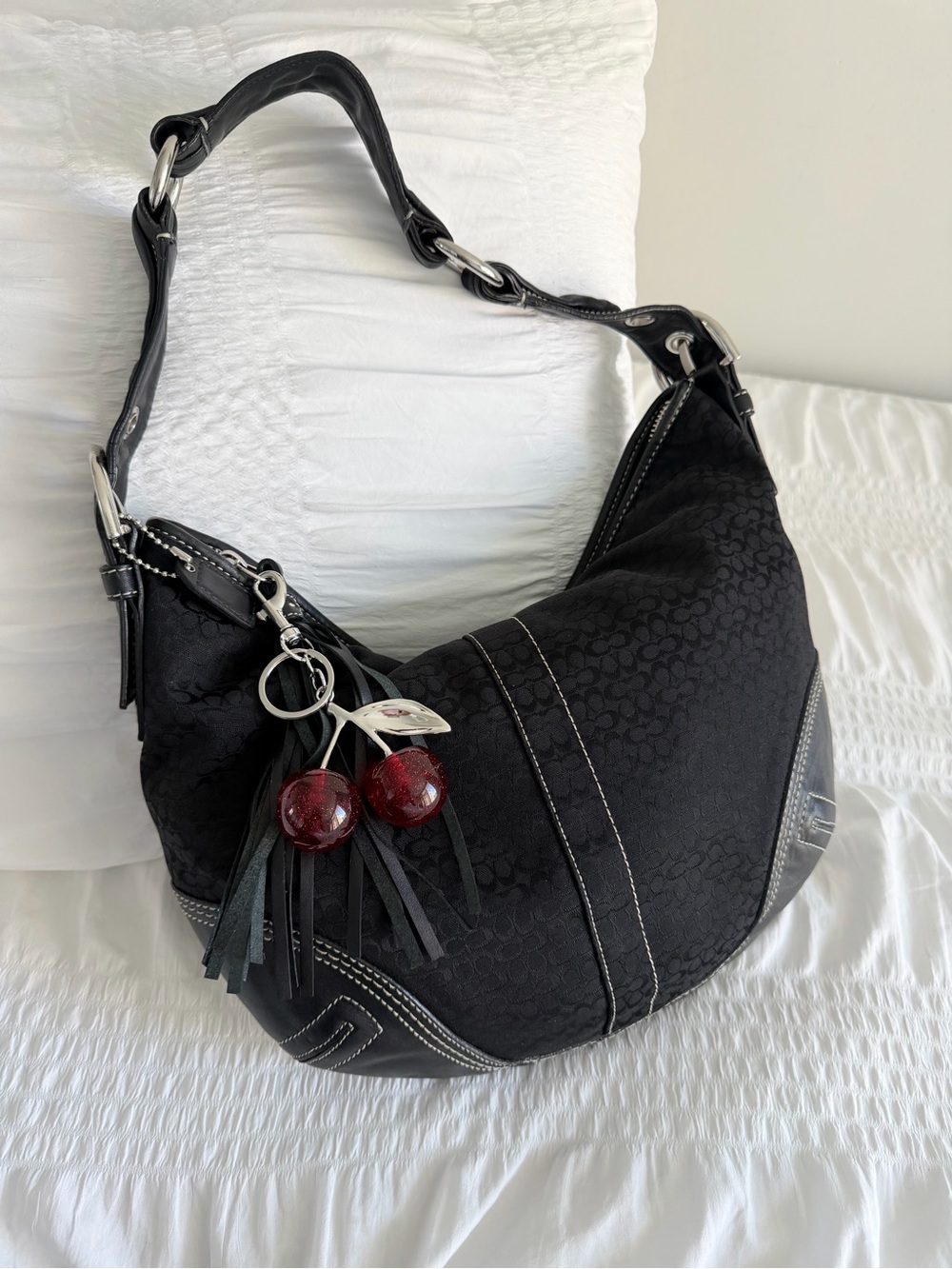 Vintage Coach Signature Jacquard Canvas Soho Hobo Bag
